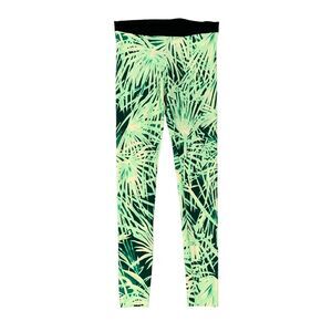 Fausto Puglisi Leggings Womens 6 Green Tropical Palm Pull On Stretch Waist *READ